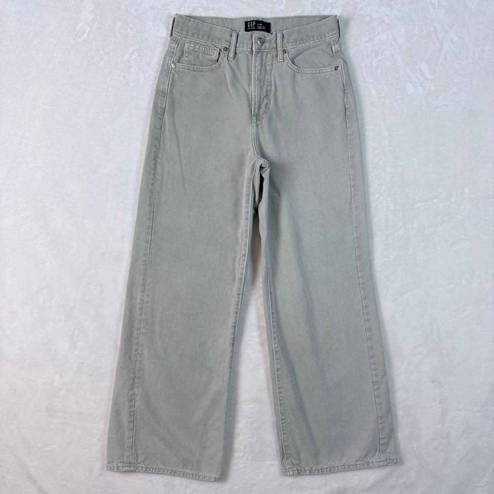 Gap Wide Leg Jeans Womens 2/26R Beige Excellent High Rise‎ Cotton Denim